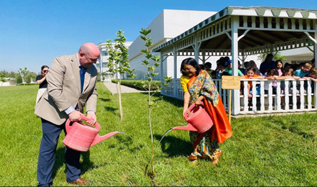Tree plantation at Ashgabat International School on Earth Day.